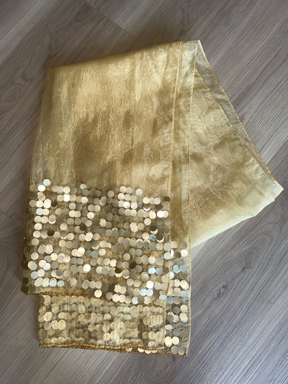Sequin Organza Scarf/Table Runner Gold Vintage Glam Versatile Shimmer Holidays